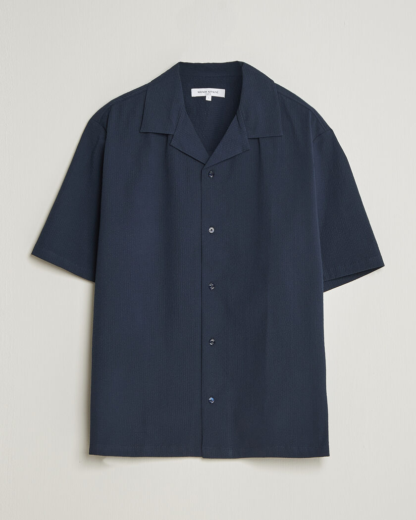 Maison Kitsuné Seersucker Resort Shirt Navy – Azul