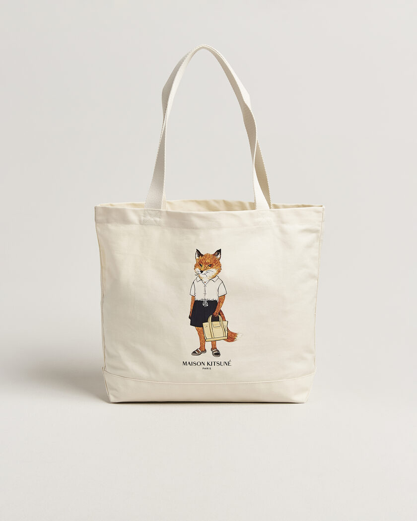 Maison Kitsuné Dressed Fox Totebag Ecru – Blanco
