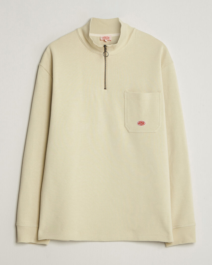 Armor-lux Camionneur Cotton Half Zip Sweater Gravel – Beige