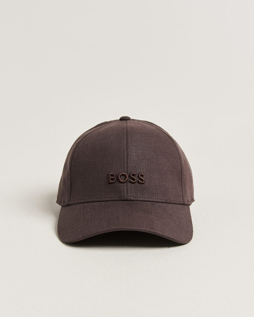 BOSS BLACK Zed Linen Cap Dark Brown – Marrón