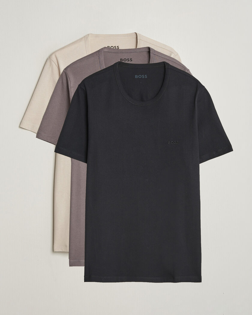 BOSS BLACK 3-Pack Crew Neck T-Shirt Grey/Beige/Black – Multicolor