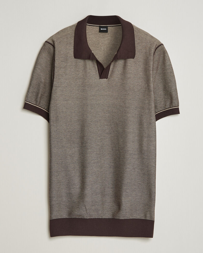 BOSS BLACK Narciso Knitted Polo Dark Brown – Marrón