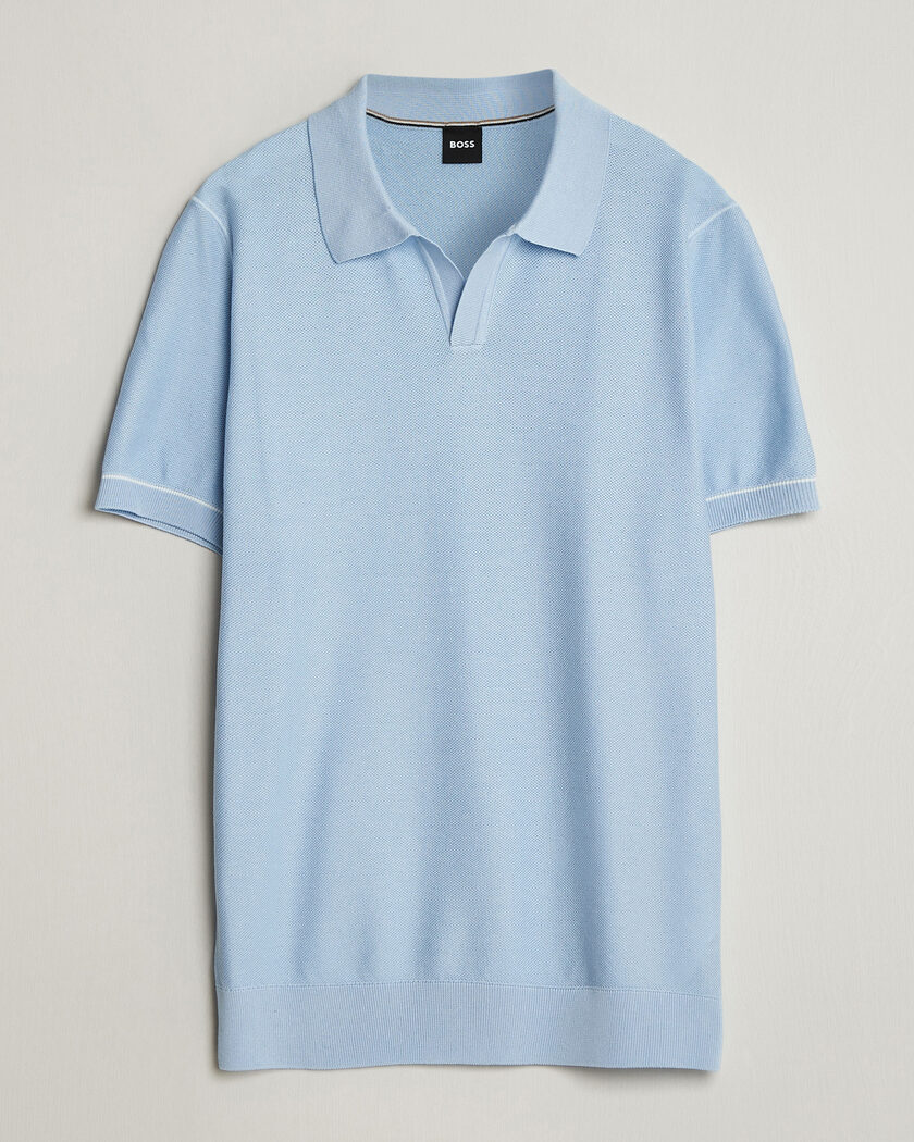 BOSS BLACK Narciso Knitted Polo Light Blue – Azul