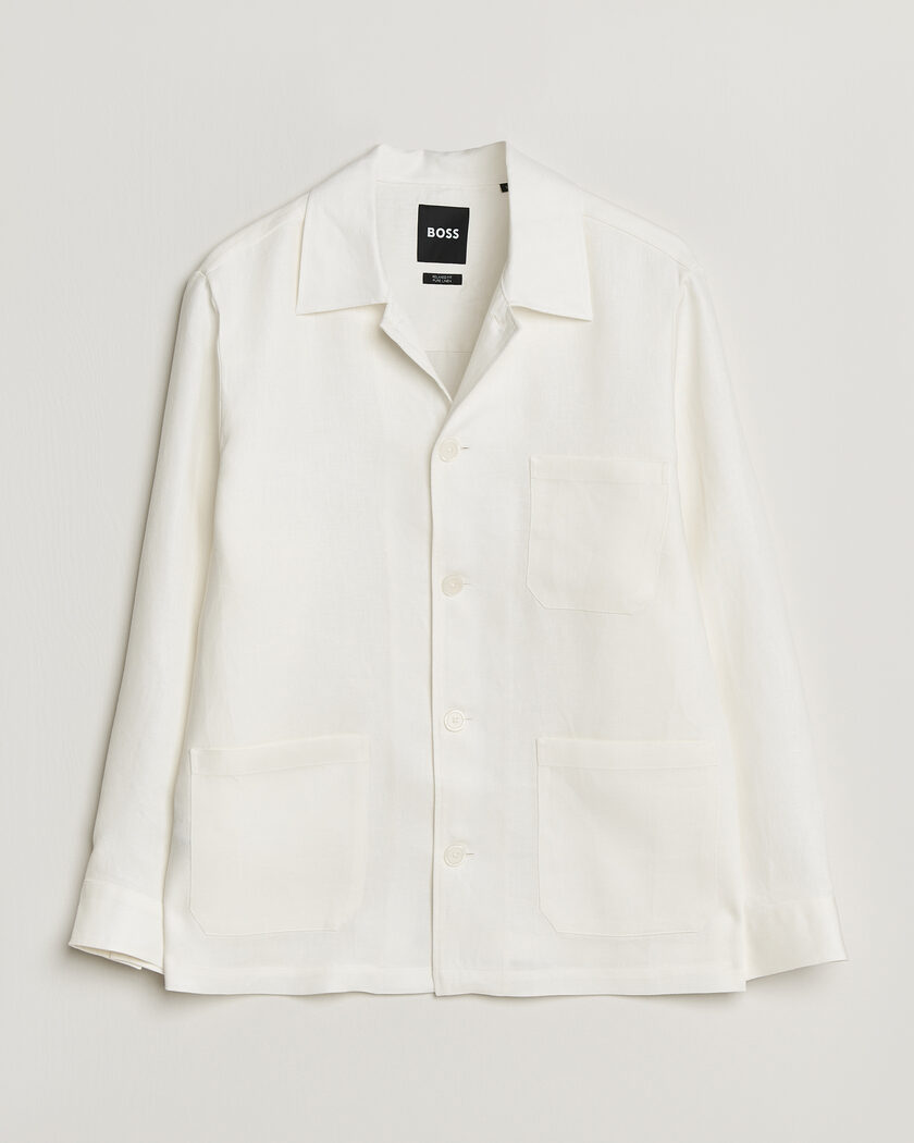 BOSS BLACK Cai Linen Overshirt White – Blanco