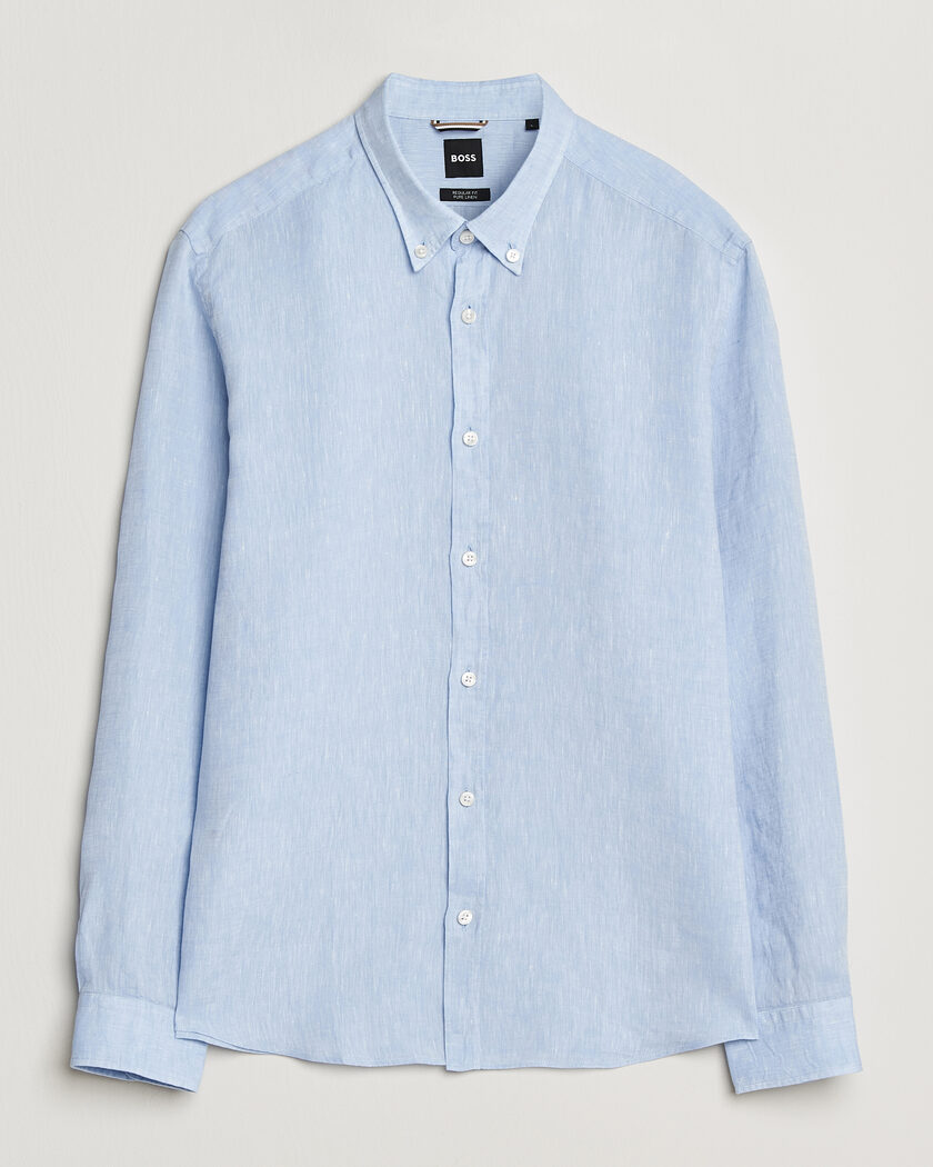 BOSS BLACK Liam Linen Shirt Light Blue – Azul