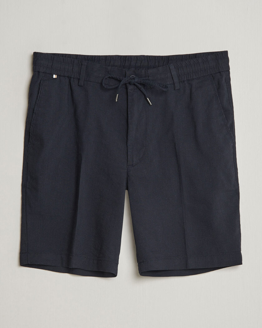 BOSS BLACK Kane Linen Drawstring Shorts Dark Blue – Azul