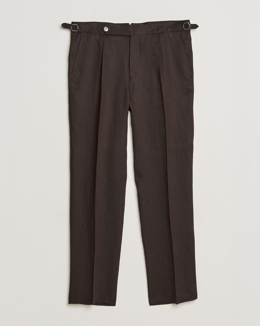 BOSS BLACK Perino Linen Suit Trousers Dark Brown – Marrón