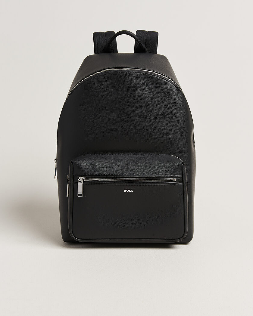 BOSS BLACK Daxter Leather Backpack Black – Negro