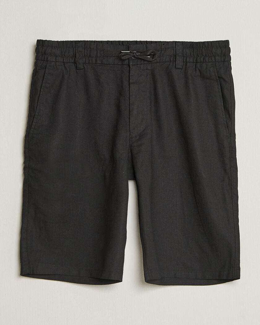 BOSS ORANGE Tapered Linen Drawstring Shorts Black – Negro