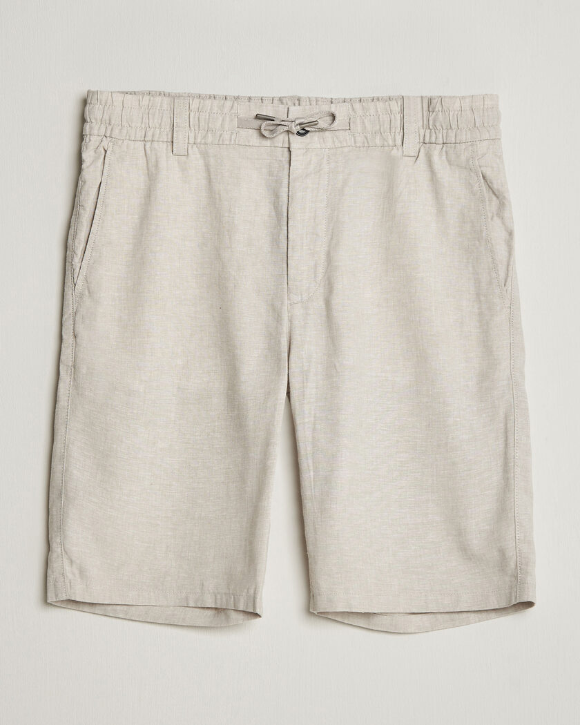 BOSS ORANGE Tapered Linen Drawstring Shorts Open Grey – Gris