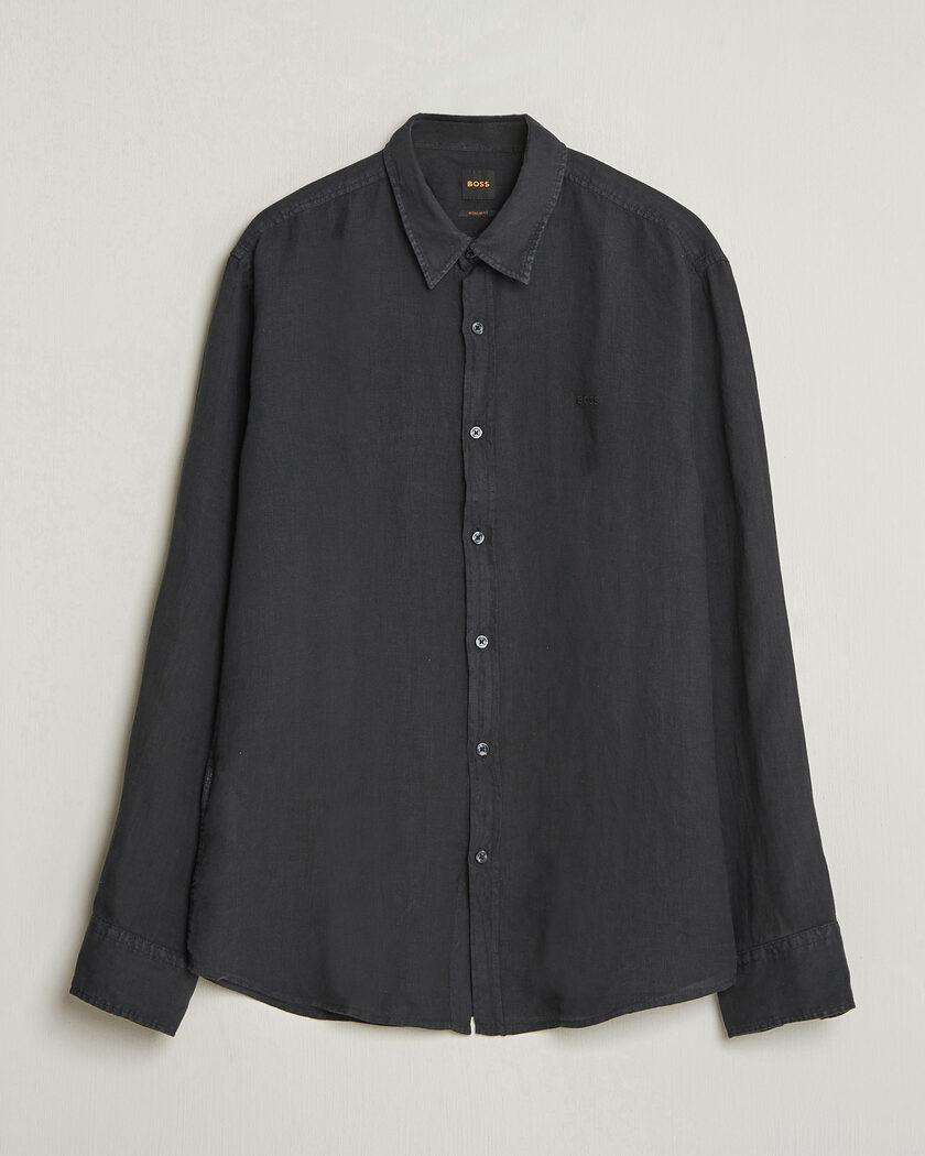 BOSS ORANGE Relegant Linen Shirt Black – Negro
