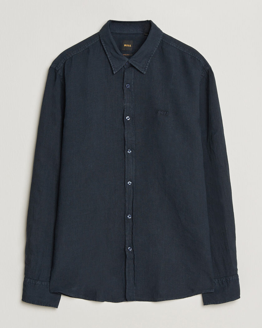 BOSS ORANGE Relegant Linen Shirt Dark Blue – Azul