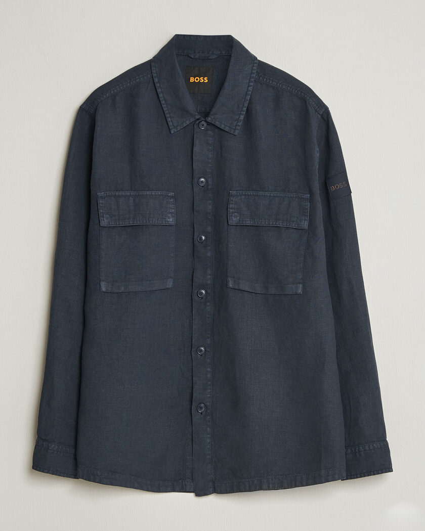  BOSS ORANGE Locky Linen Overshirt Dark Blue – Azul