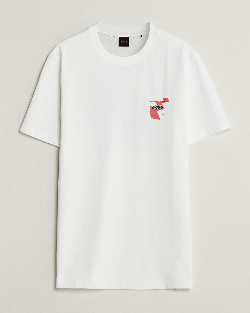 BOSS ORANGE Movement Printed Crew Neck T-Shirt Natural – Blanco
