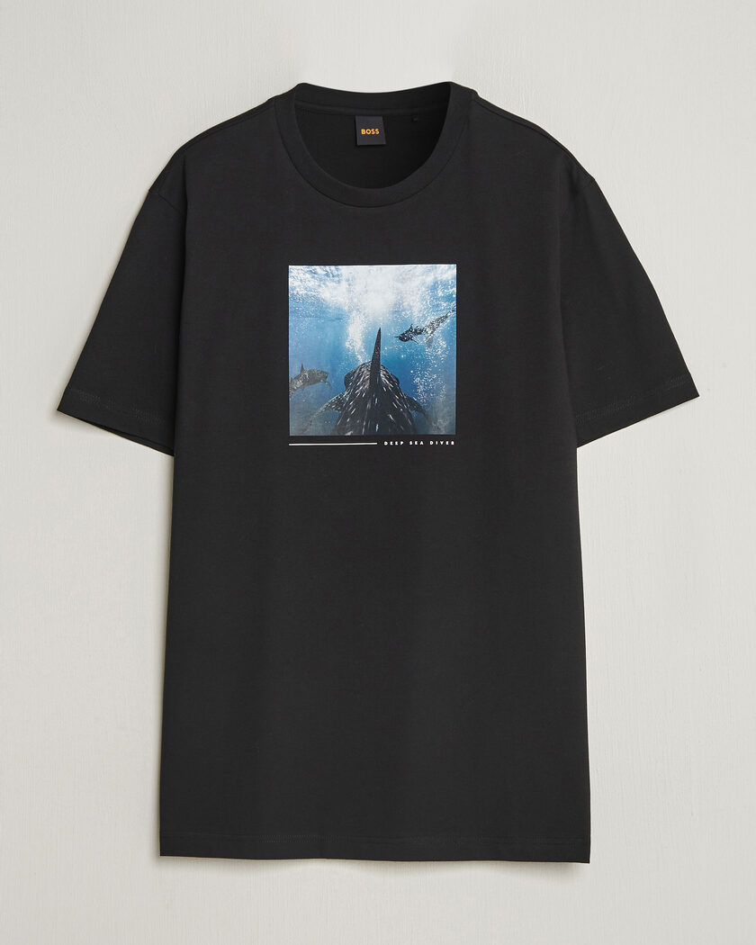 BOSS ORANGE Creature Printed Crew Neck T-Shirt Black – Negro