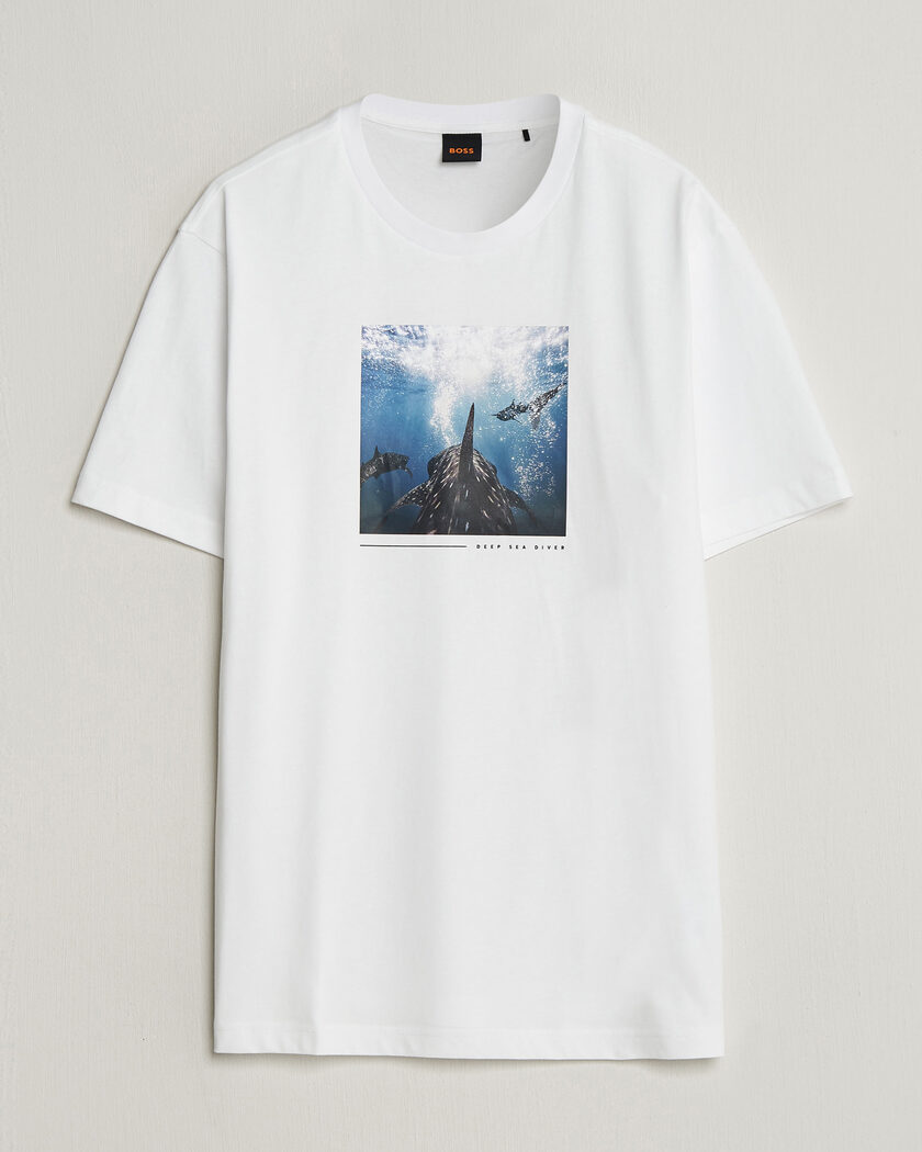 BOSS ORANGE Creature Printed Crew Neck T-Shirt Natural – Blanco