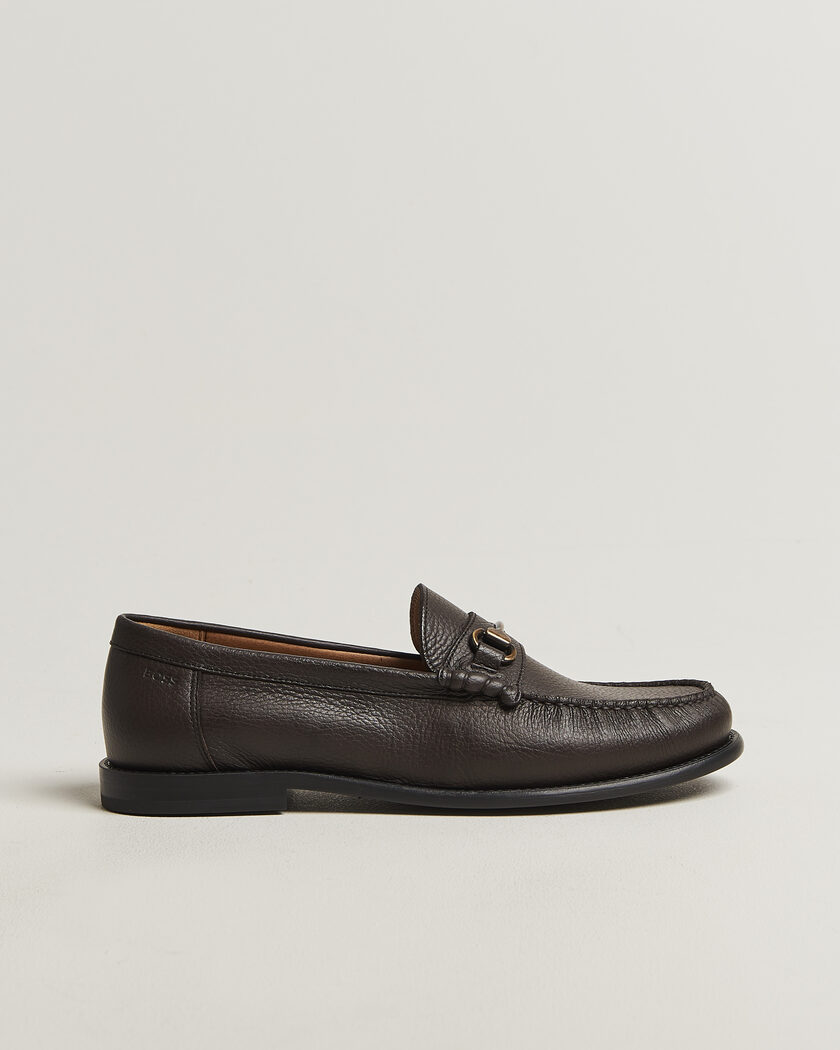 BOSS BLACK Tevan Leather Moccasin Dark Brown – Marrón