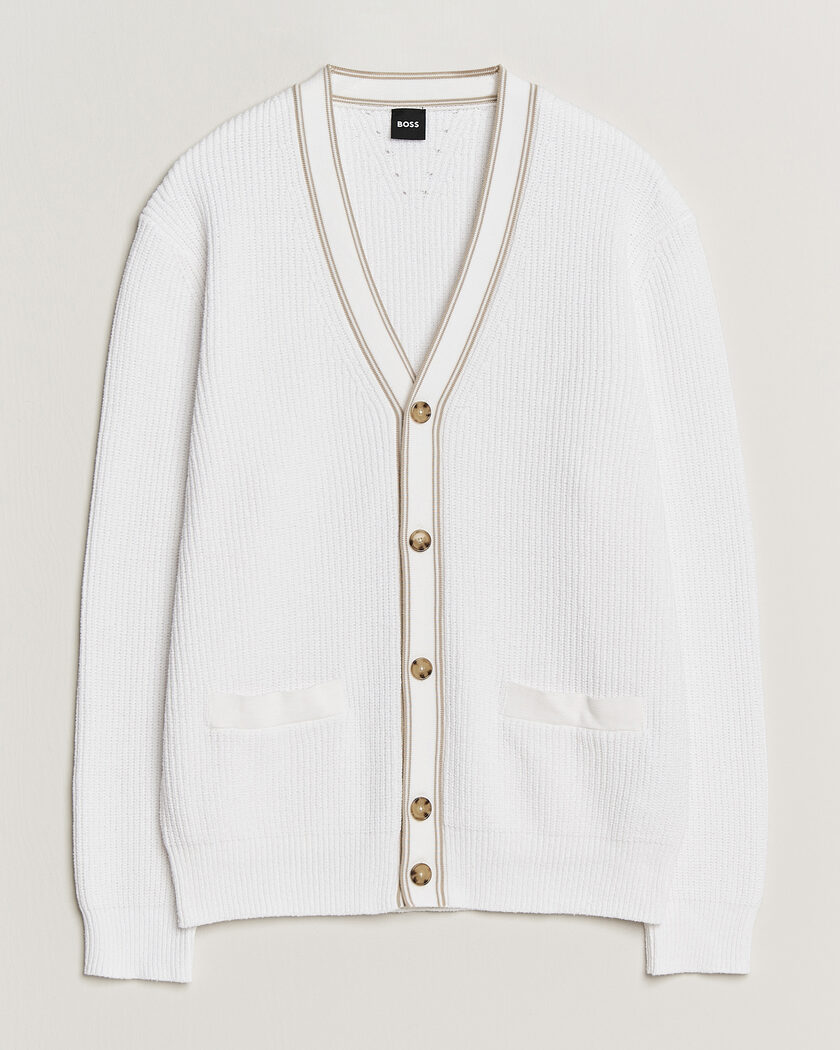 BOSS BLACK Napoli Knitted Cardigan White – Blanco