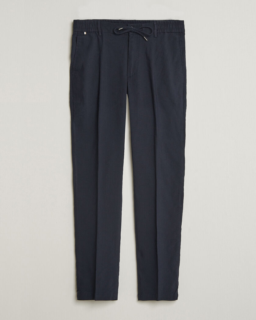 BOSS BLACK Kane Linen Drawstring Trousers Dark Blue – Azul