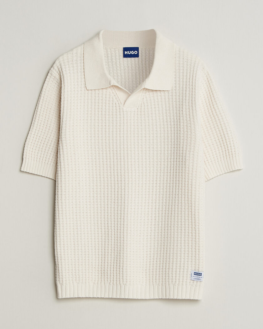 HUGO Spero Knitted Polo Open White – Blanco