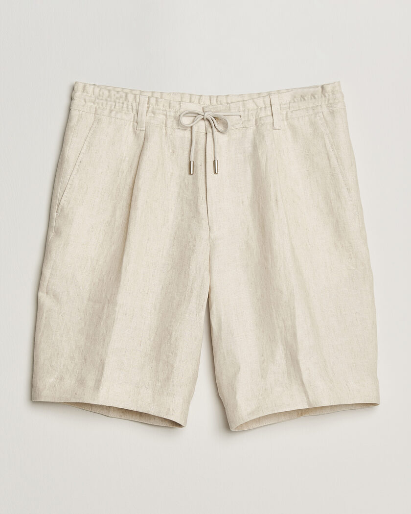 BOSS CAMEL Peet Linen Drawstring Shorts Open White – Blanco