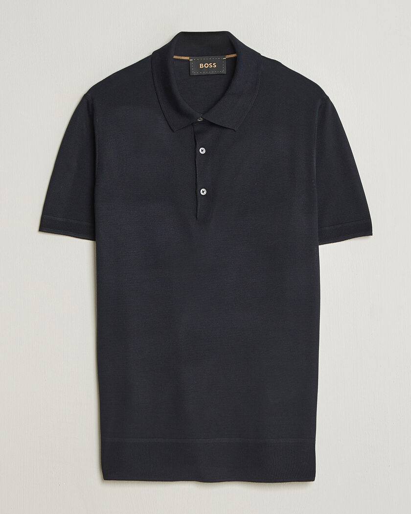BOSS CAMEL Novo Silk Knitted Polo Dark Blue – Azul