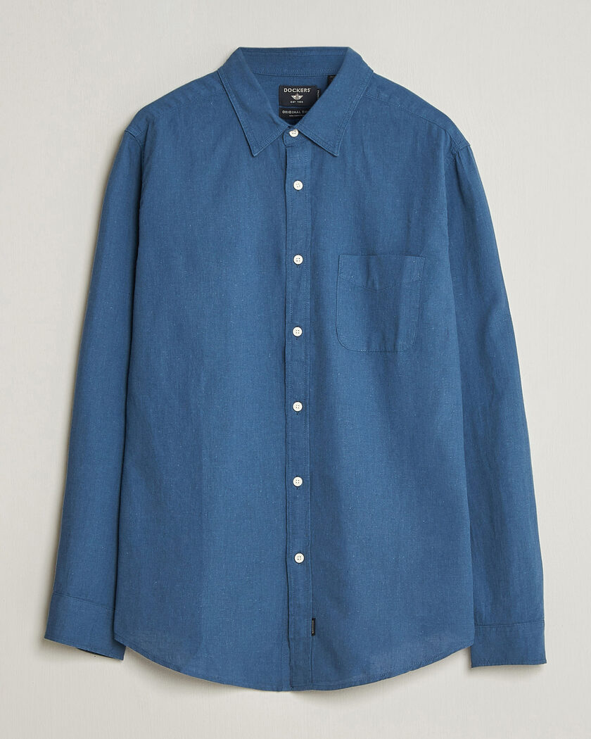 Dockers Slim Linen/Cotton Shirt Bering Sea – Azul