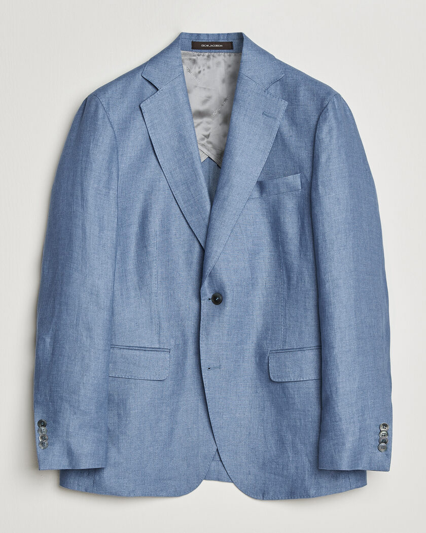 Oscar Jacobson Ferry Soft Linen Blazer Light Blue – Azul