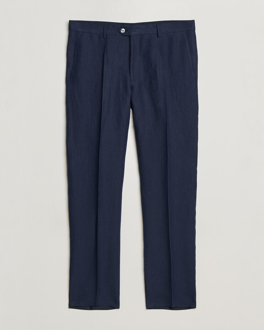 Oscar Jacobson Dandy Linen Trousers Navy – Azul