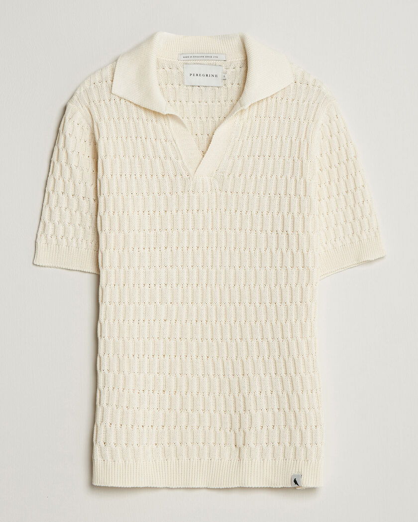 Peregrine Cove Knitted Cotton Polo Shirt White – Blanco