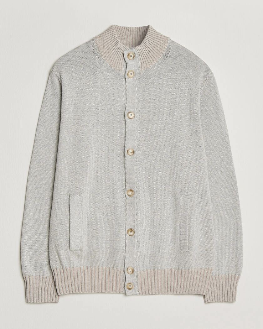 Morgano Cotton/Cashmere Knitted Cardigan Light Grey – Gris