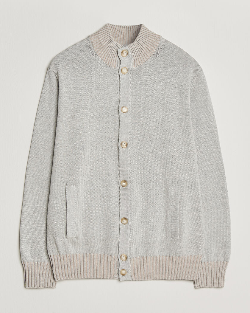 Morgano Cotton/Cashmere Knitted Cardigan Light Grey – Gris