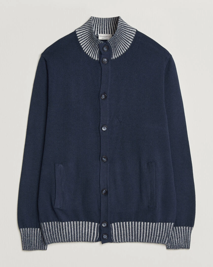 Morgano Cotton/Cashmere Knitted Cardigan Navy – Azul