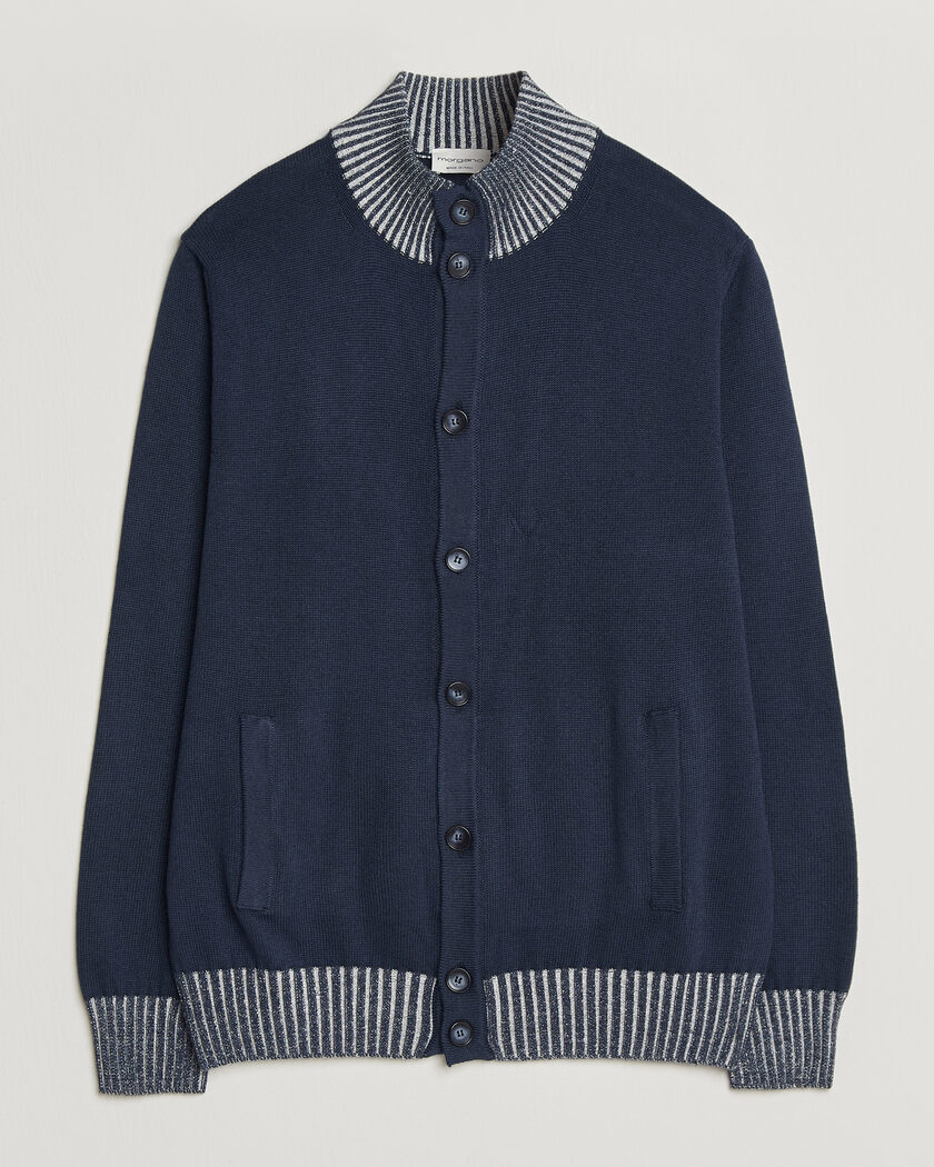 Morgano Cotton/Cashmere Knitted Cardigan Navy – Azul