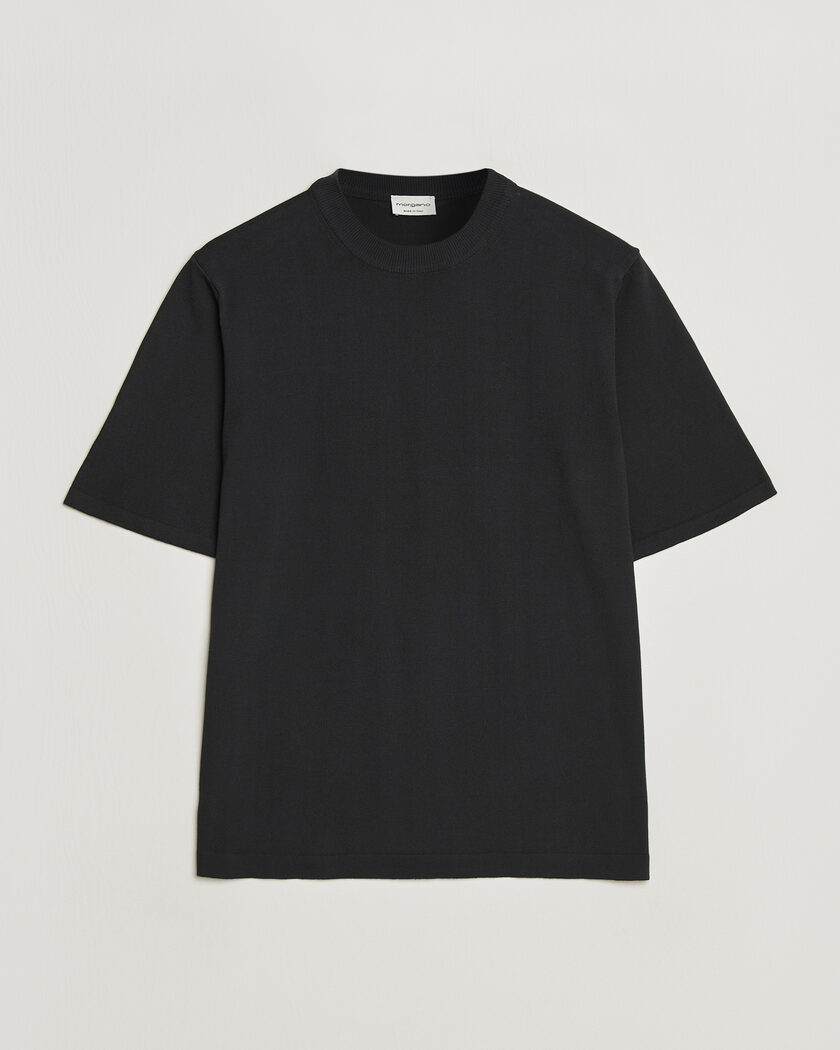 Morgano Knitted Cotton Crepe T-Shirt Black – Negro