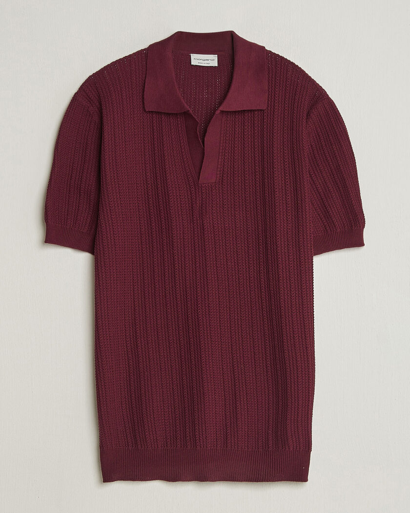Morgano Structured Knitted Polo Burgundy – Rojo