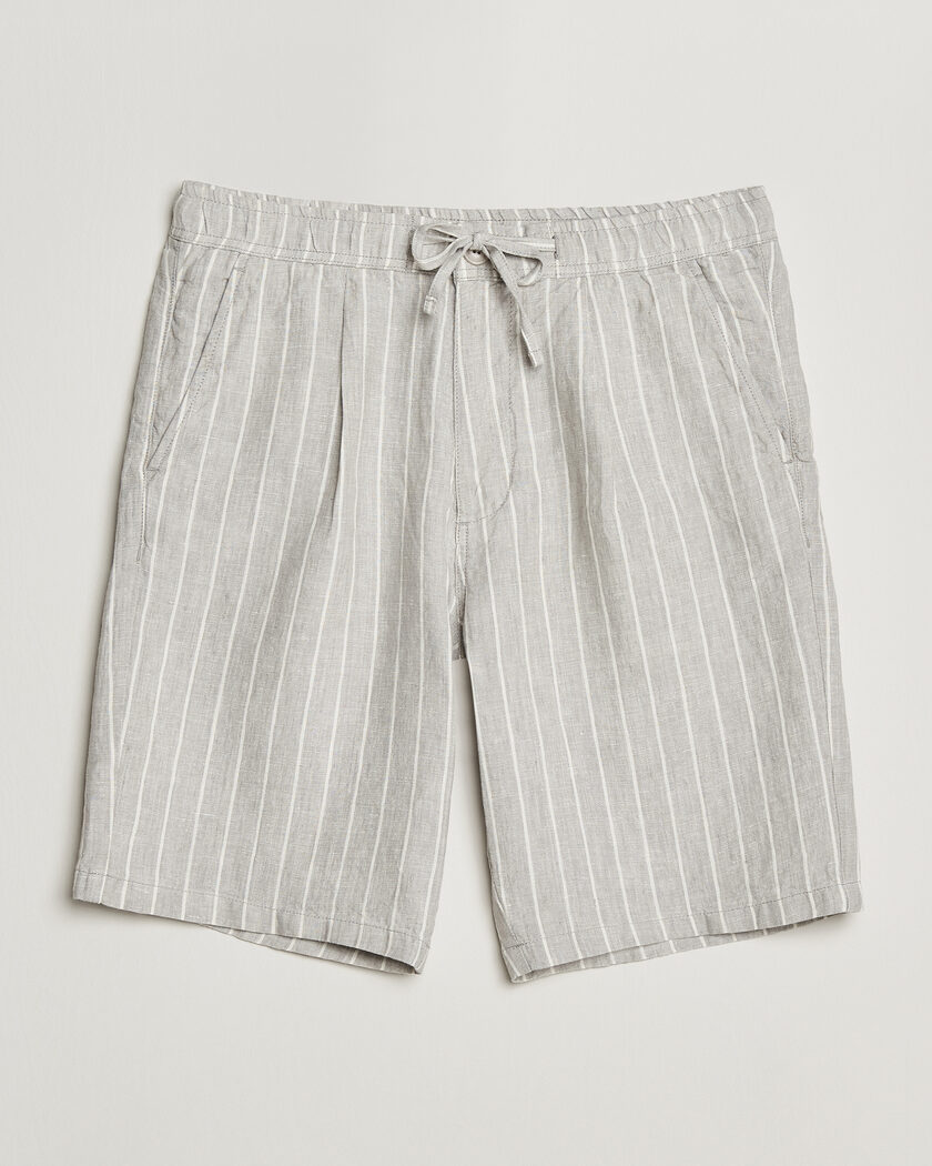 KnowledgeCotton Apparel Striped Loose Linen Shorts Grey – Gris