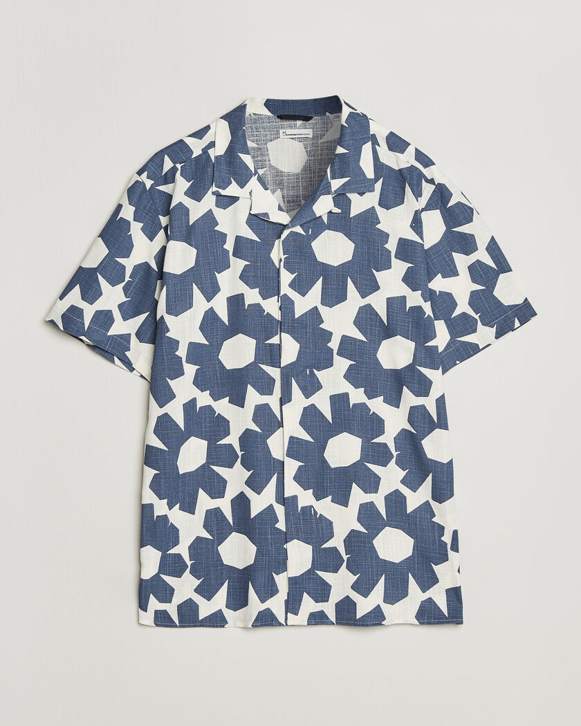 KnowledgeCotton Apparel Printed Linen Mix Shirt Blue – Azul