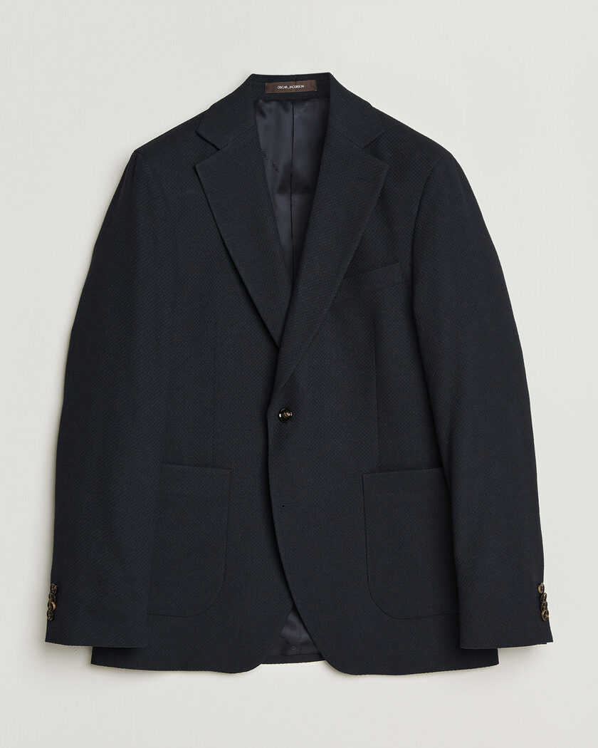 Oscar Jacobson Fogerty Patch Structure Cotton Blazer Navy – Azul