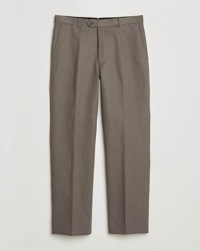 Oscar Jacobson Del Cotton/Linen Trousers Olive – Verde