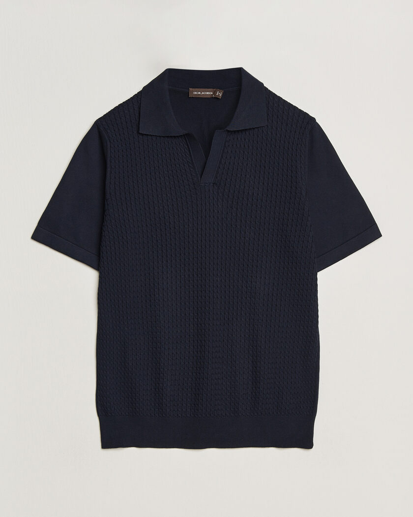 Oscar Jacobson Alf Structured Cotton Polo Navy – Azul