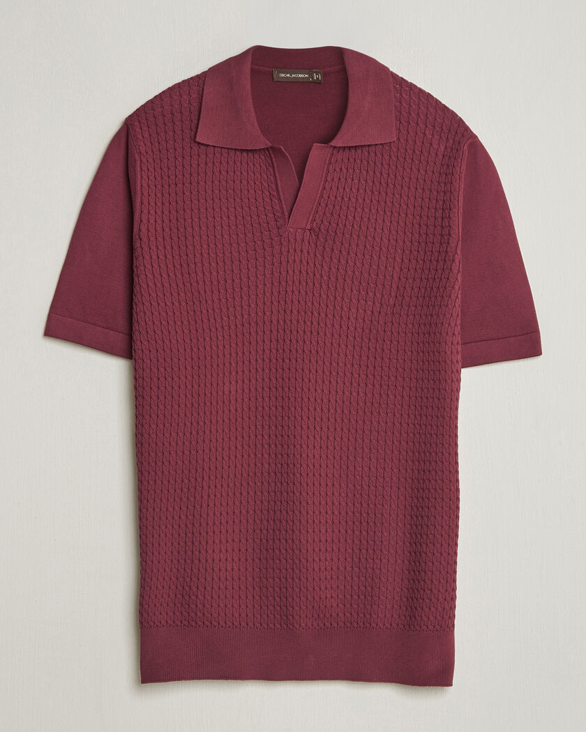 Oscar Jacobson Alf Structured Cotton Polo Wine Red – Rojo