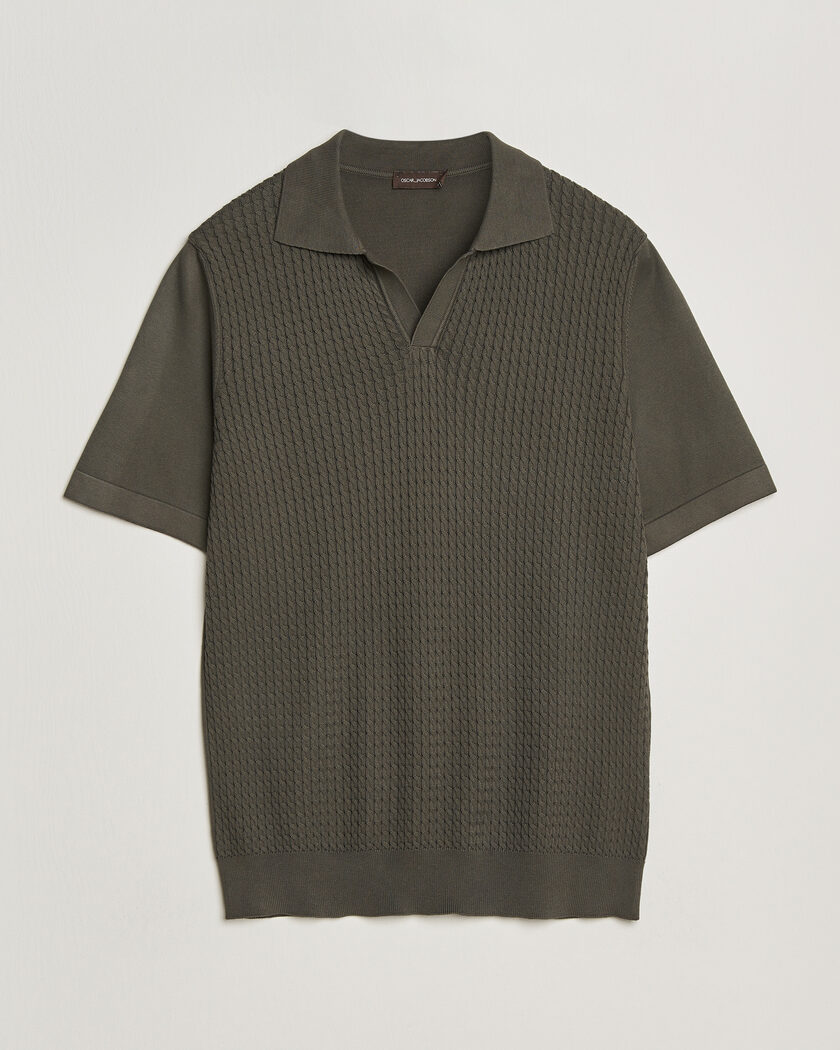 Oscar Jacobson Alf Structured Cotton Polo Green – Verde