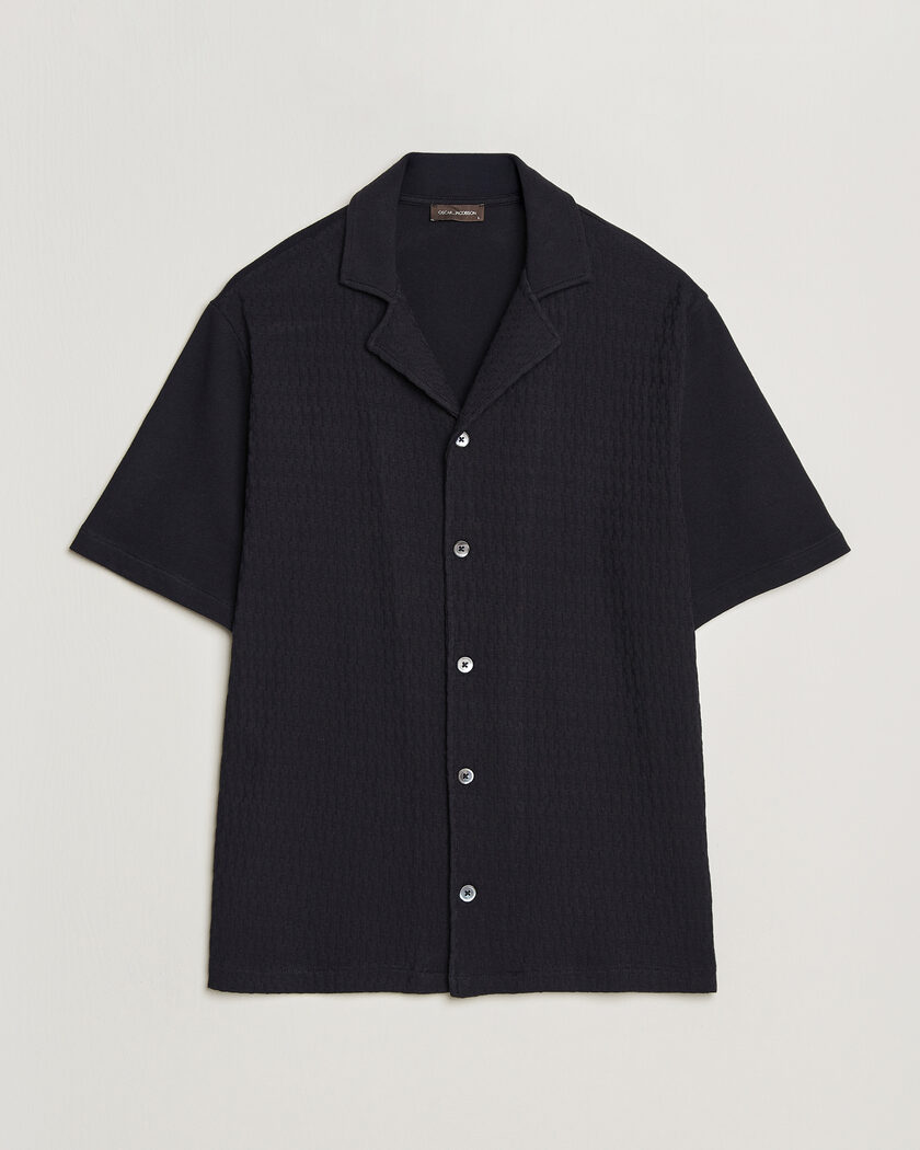 Oscar Jacobson Kirk Knitted Short Sleeve Shirt Navy – Azul