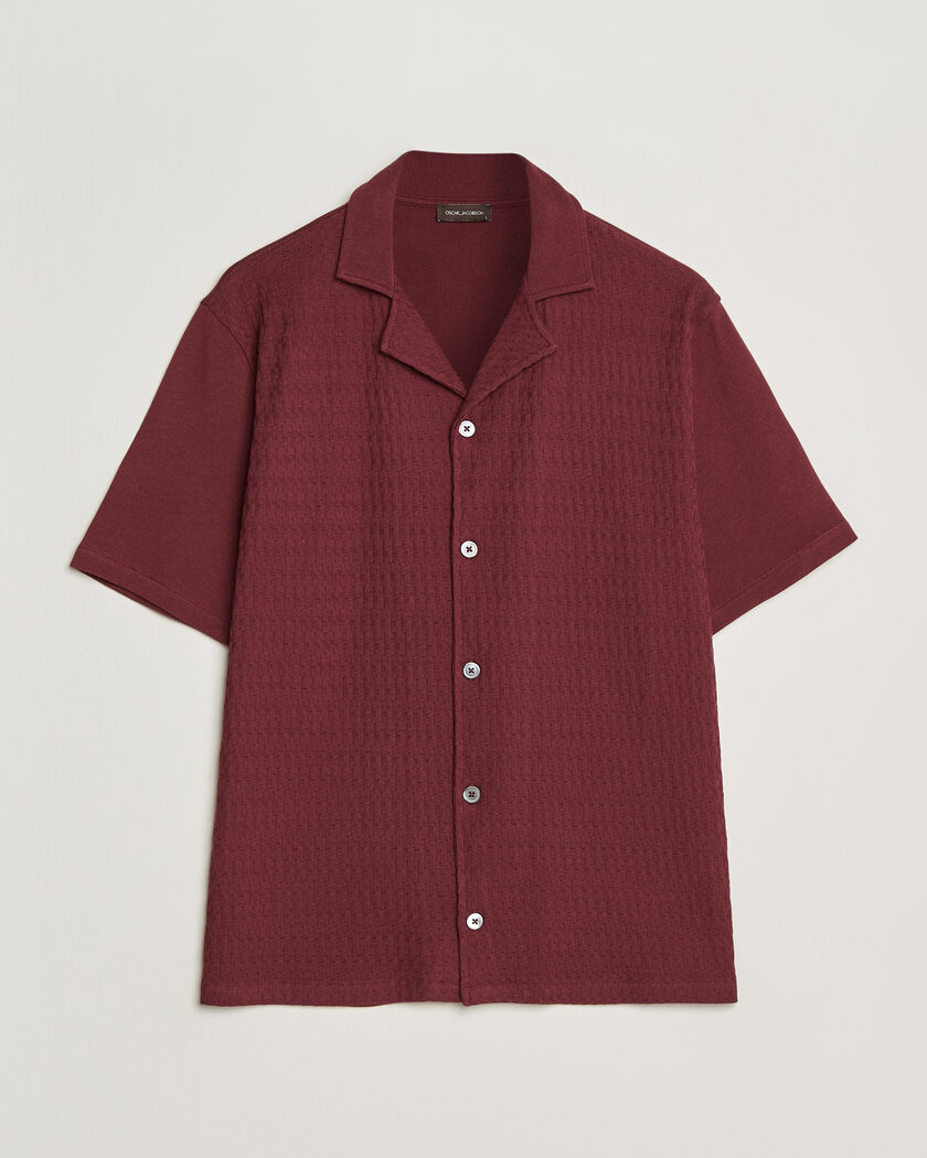 Oscar Jacobson Kirk Knitted Short Sleeve Shirt Wine Red – Rojo
