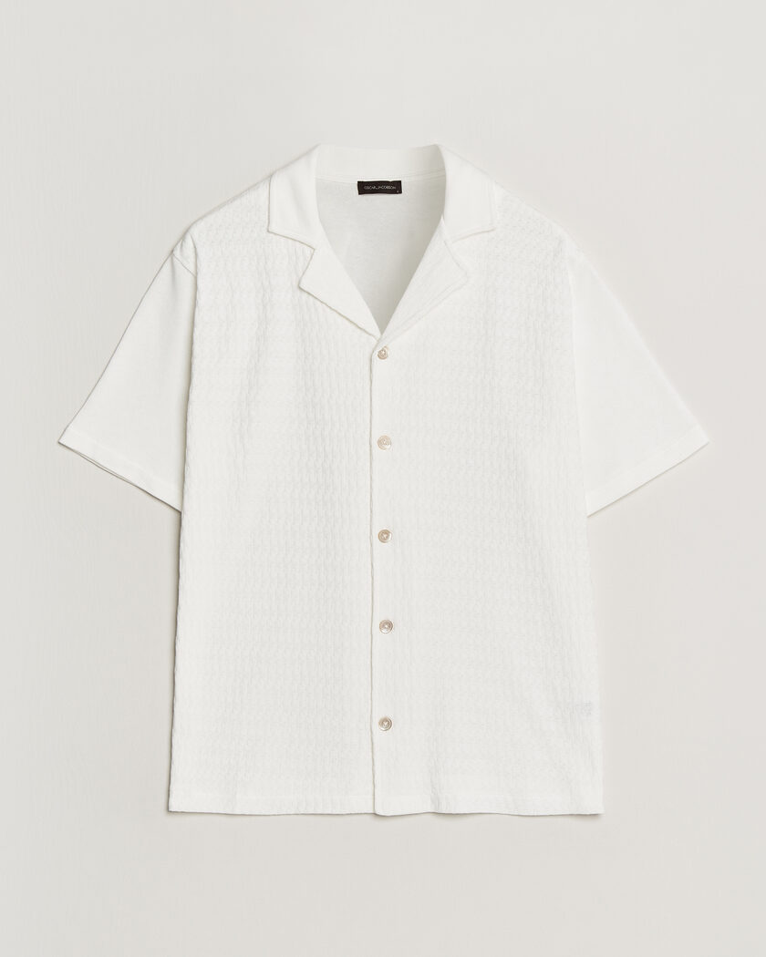Oscar Jacobson Kirk Knitted Short Sleeve Shirt Snow White – Blanco