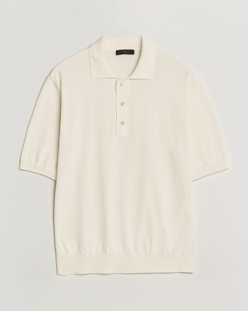 Zanone Knitted Cotton Polo Off White – Blanco