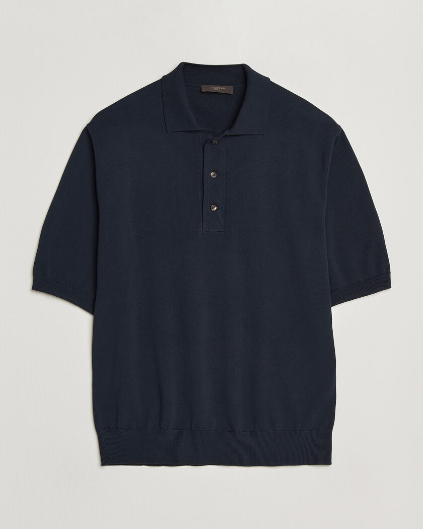 Zanone Knitted Cotton Polo Navy – Azul