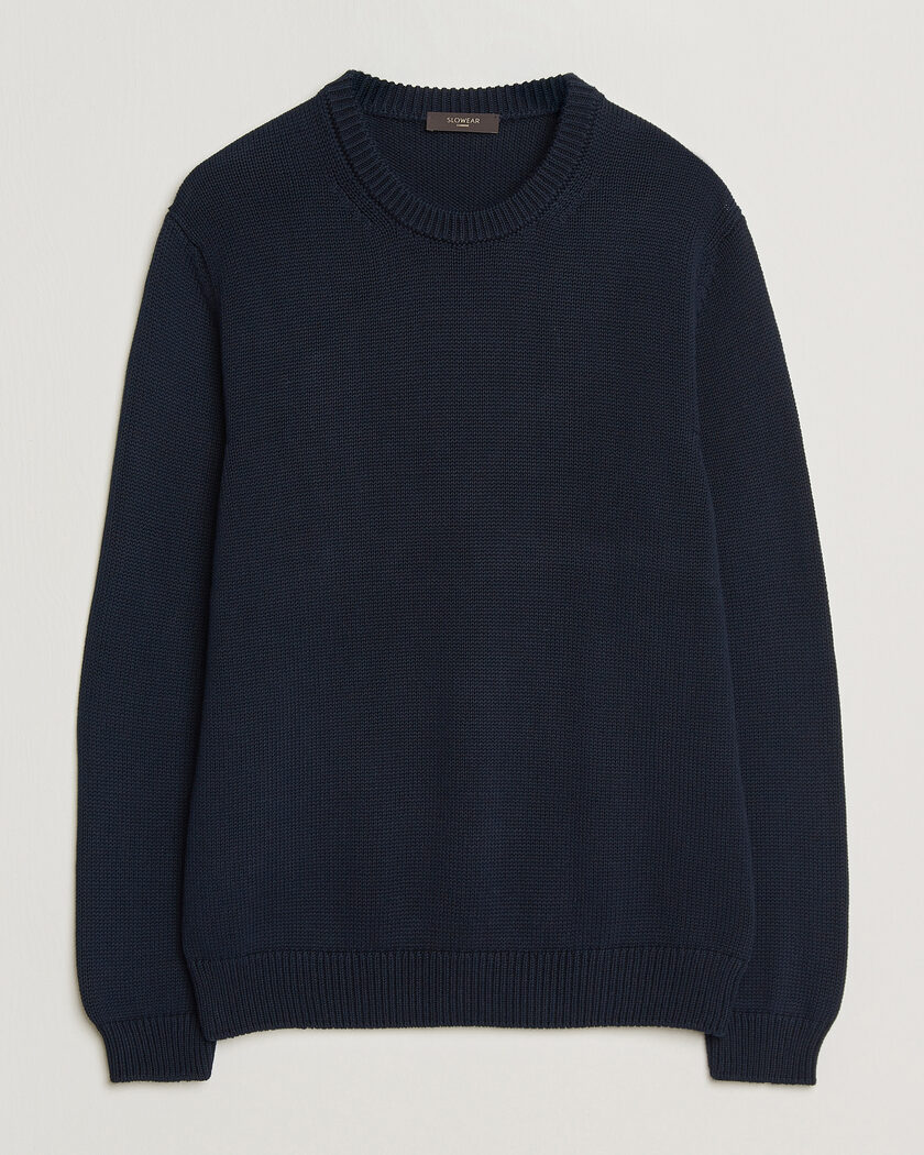 Zanone Soft Cotton Crew Neck Sweater Navy – Azul