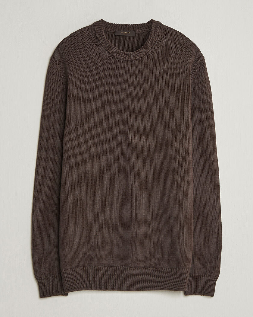 Zanone Soft Cotton Crew Neck Sweater Chocolate – Marrón
